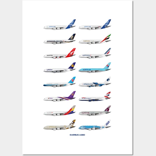 Airbus A380 Operators Illustration Wall Art by SteveHClark